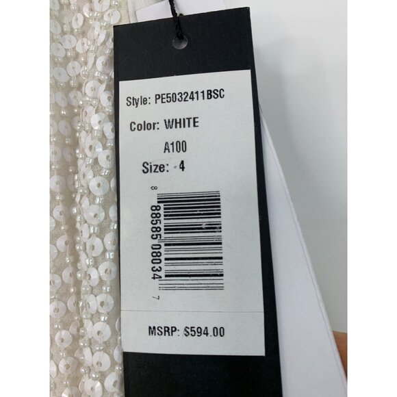 Parker Sequin White Halter Maxi Dress Size 4 $594 Slit Wedding Prom Formal NWT - Picture 8 of 16